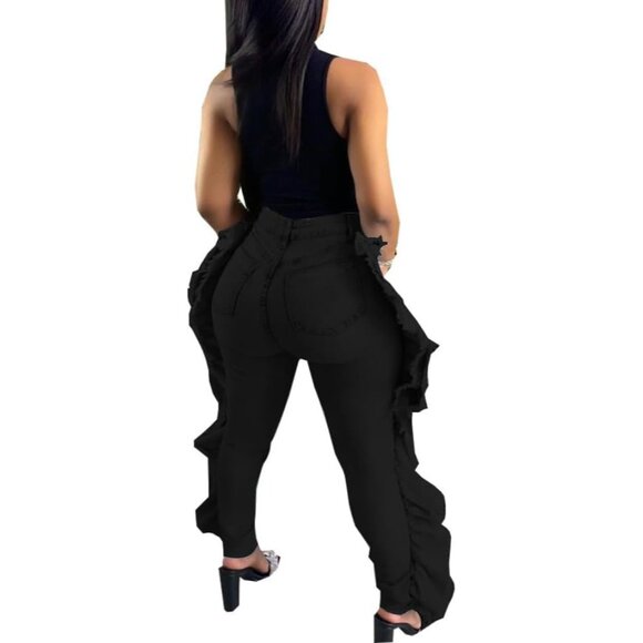 Plus Size Jeans Women High Waisted Distressed Casual Trousers - Picture 8 of 8